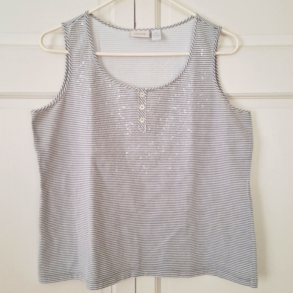 Chico's striped tank top with sequins